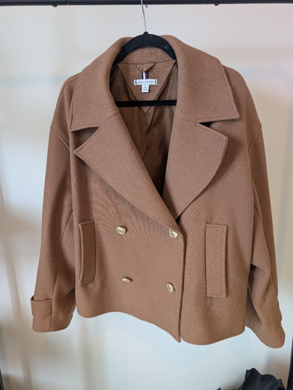 Tommy Hilfiger Camel wool cropped coat